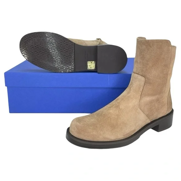 Stuart Weitzman 5050 Bold Zip Khaki Leather Womens Ankle Boots Size 9M - Picture 12 of 14